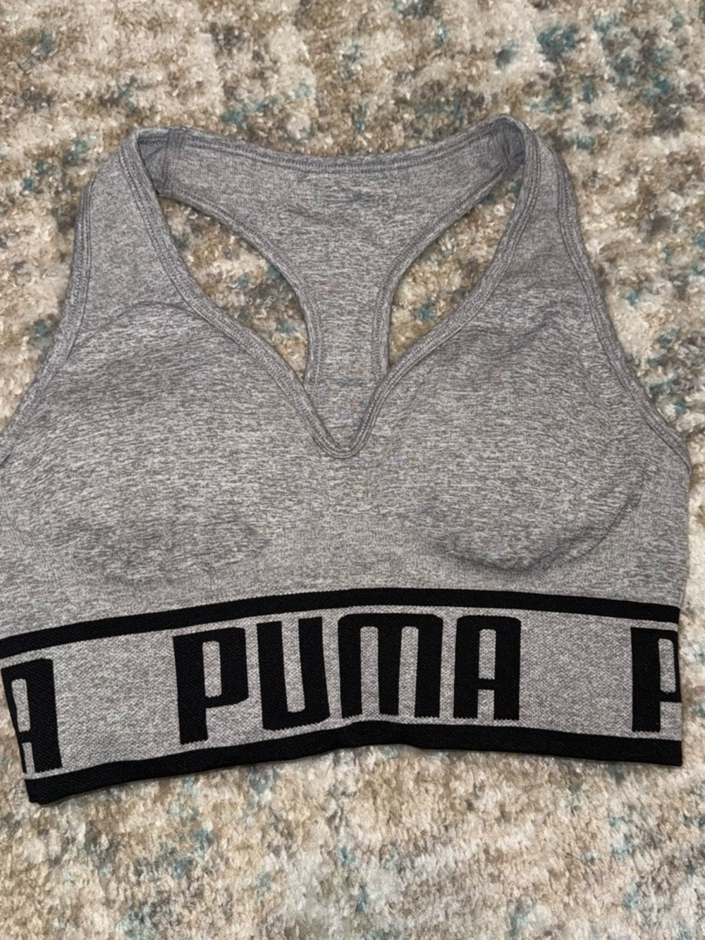 PUMA Women's Grey Seamless Racerback Sports Bra - size S/P